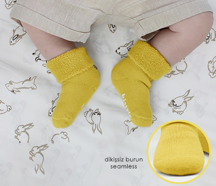 Bistil Organik Kıvrık Bebek Havlu Çorap